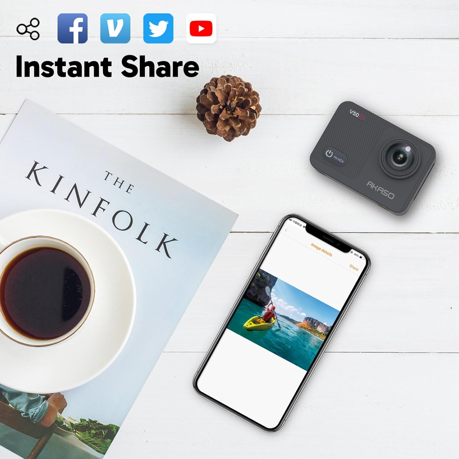 AKASO V50X Native 4K30fps WiFi Action Camera with EIS Touch Screen 4X Zoom 131 feet Waterproof Camera Support External Mic Remote Control with Helmet Accessories (Without 64GB MicroSD Card) - Image 7