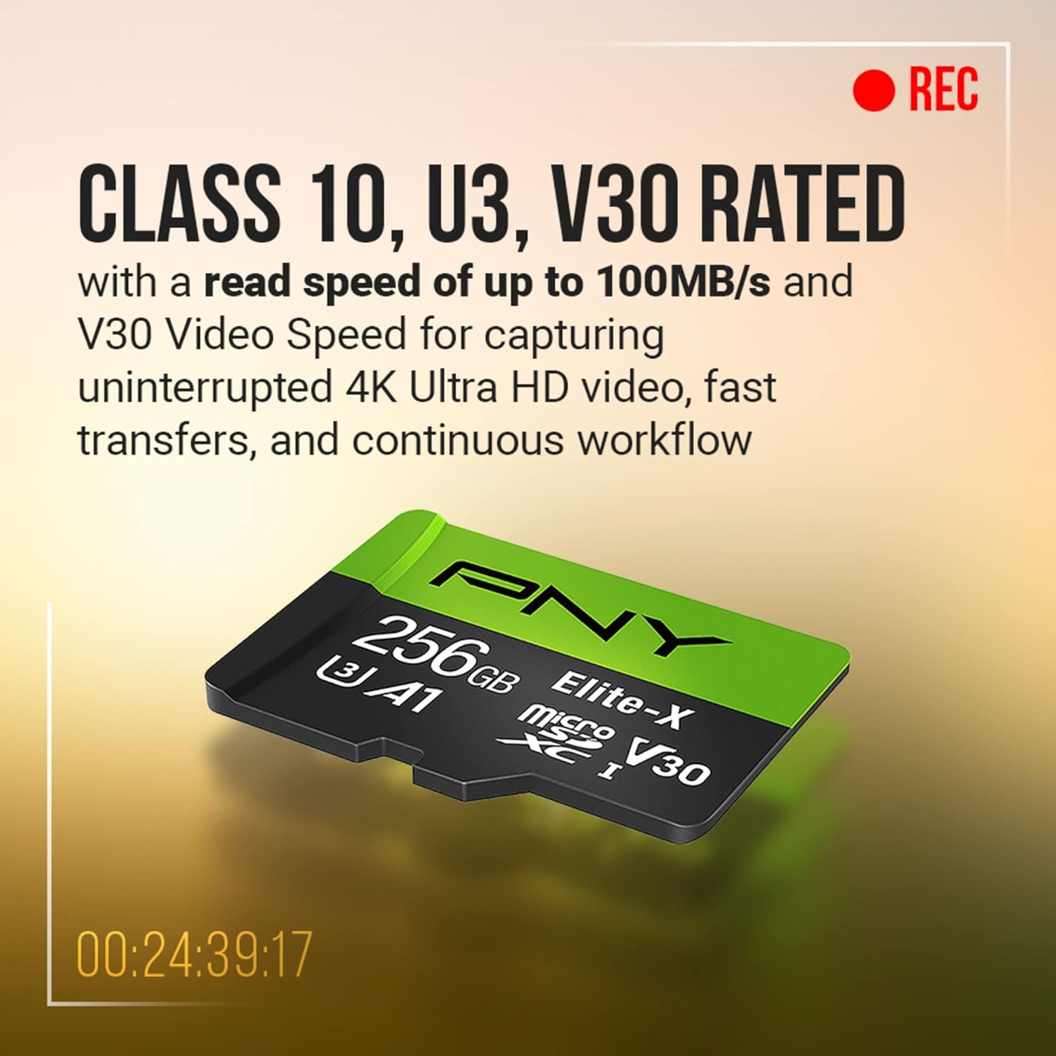 PNY 256GB Elite-X Class 10 U3 V30 microSDXC Flash Memory Card - 100MB/s, Class 10, U3, V30, A1, 4K UHD, Full HD, UHS-I, Micro SD - Image 3