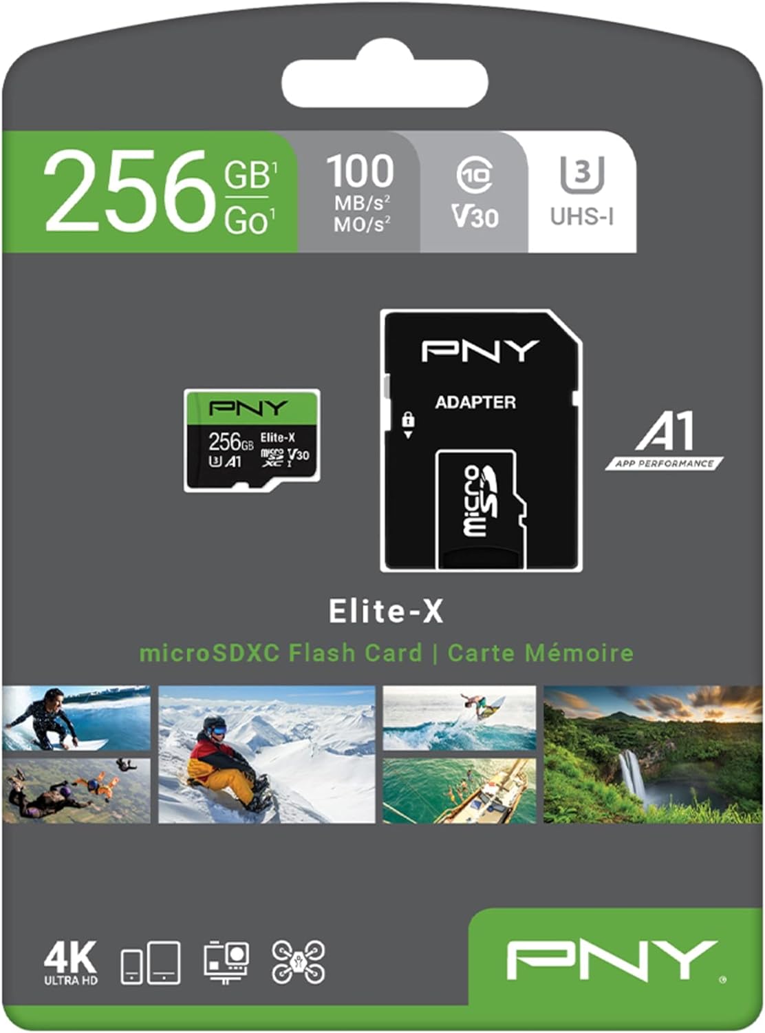 PNY 256GB Elite-X Class 10 U3 V30 microSDXC Flash Memory Card - 100MB/s, Class 10, U3, V30, A1, 4K UHD, Full HD, UHS-I, Micro SD - Image 7